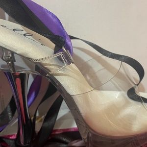 C-Bella Ellie Shoes, 6 inch Silver Cone high heels With 2 inch Platforms